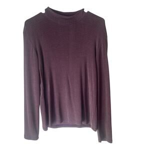 Western Collection Vintage 90s Purple Striped Stretch Semi Sheer Long Sleeve Top